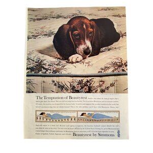 Vintage 1961 Beautyrest by Simmons Mattress Beagle Dog Advertisement Print Ad